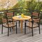 Costway Patio Dining Table Acacia Wood Round Outdoor Bistro Table 4-Person for Deck Lawn